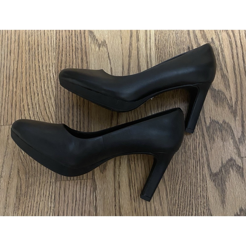 Clarks Ambyr Joy Women's Shoes Size 6 Black Leather Platform Pumps Heels - Picture 2 of 6